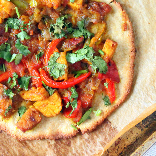 Tempeh curry and lentil Hummus Pizza - Vegan Richa