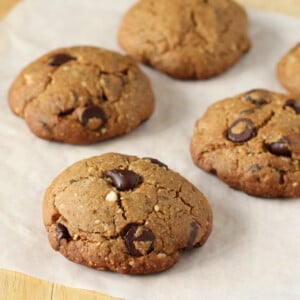 Almond oat cookies on parchment paper