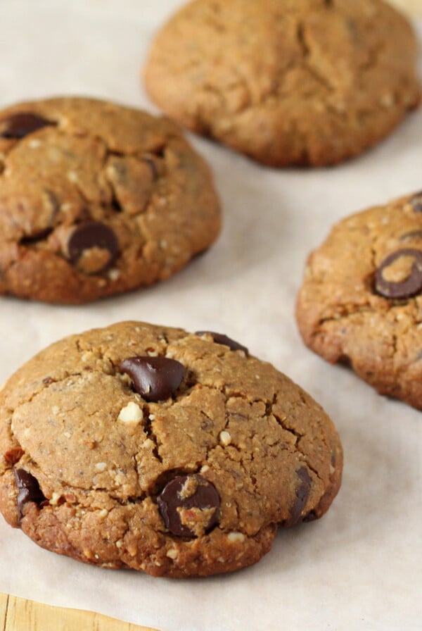 Almond oat cookies on parchment paper