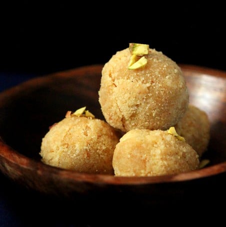 Coconut Rava Ladoo and Burfi - Coconut Semolina Cashew Sweet Balls. Vegan Recipe Glutenfree option