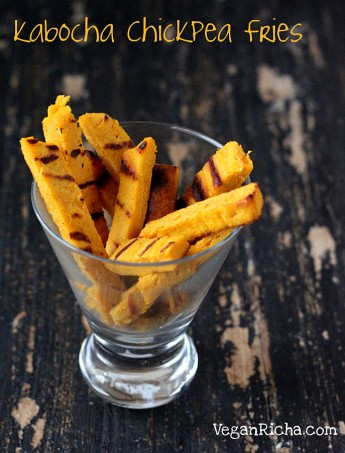 Chickpea Kabocha Fries. Vegan Glutenfree Recipe Fat-free option