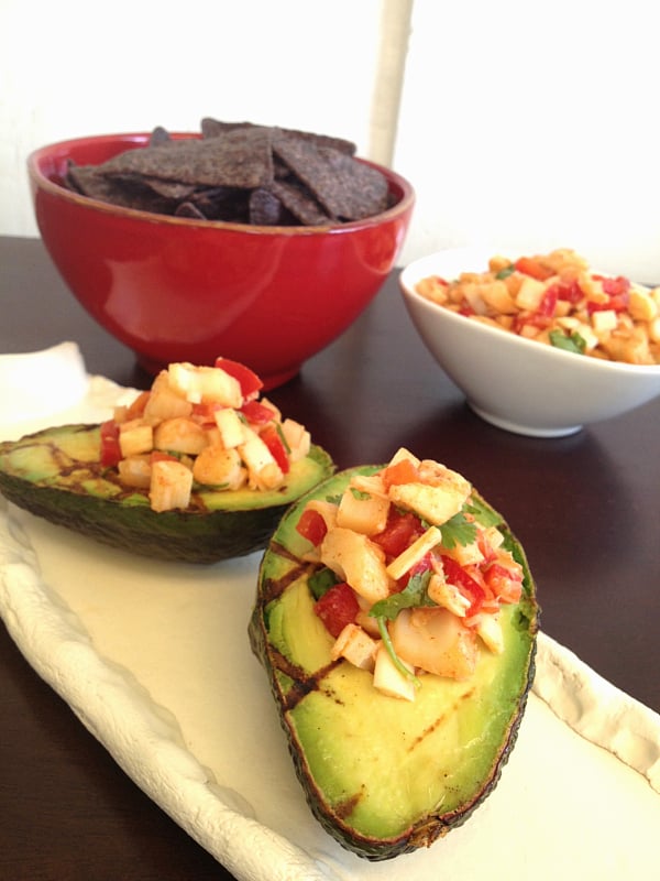grilled avocado with hearts of palm salsa - 2