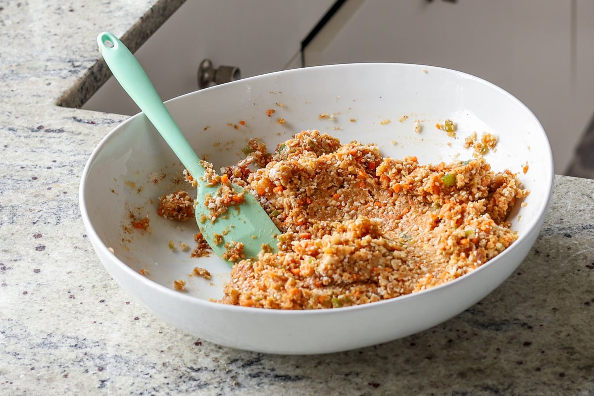 BBQ lentil burger wet mixture