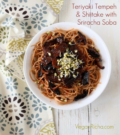 Teriyaki Tempeh and Shiitake Mushrooms with Sriracha Soba. Vegan Recipe. Easily Glutenfree.