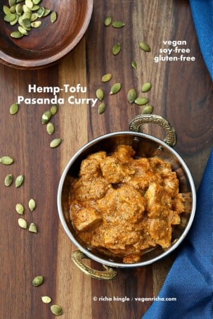 This Tofu Pasanda recipe is intriguing and easy. Tofu crisped with spices and cooked in a special Pasanda sauce which pleases all. Indian Vegan Gluten-free #vegan #glutenfree #veganricha
