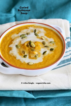 Vegan Curried Butternut Squash Soup. Glutenfree Recipe
