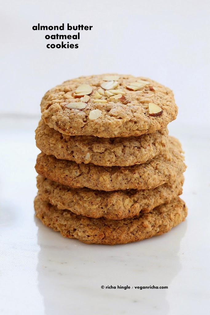 Almond Butter Oatmeal Breakfast Cookies. Vegan Gluten-free Oil-free Recipe