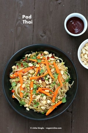 You don’t have to go to Thailand to enjoy some great pad thai. Tamarind is a sour, tangy fruit that is used frequently in Indian and Thai cuisine. Check international aisles, Indian grocery stores, and other Asian grocers for tamarind or look for it on the Internet. #glutenfree #veganricha #vegan
