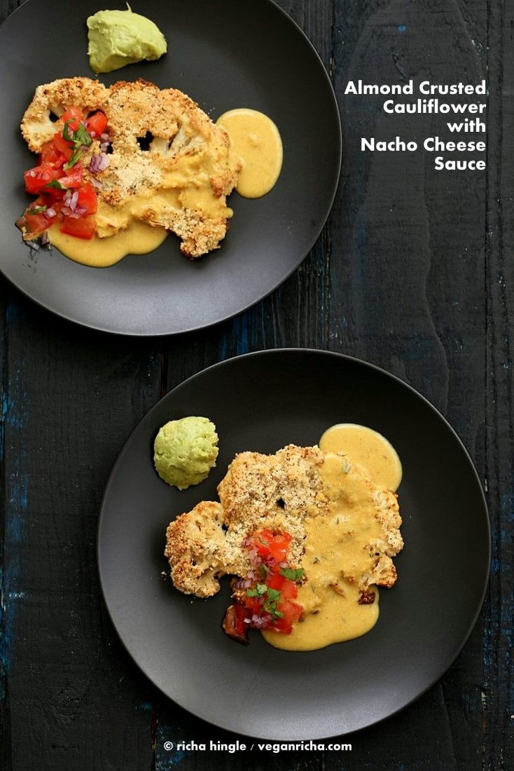 Almond Crusted Cauliflower with Nacho Cheese Sauce-image