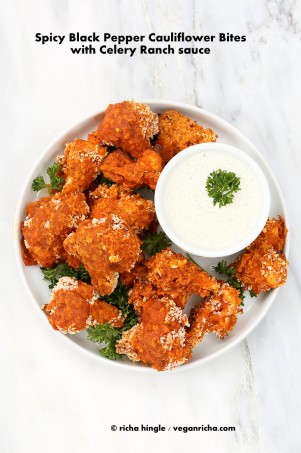 Spicy Cauliflower Bites with Celery Ranch | Vegan richa #glutenfree #veganricha #vegan