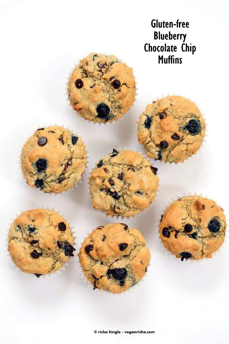 Vegan Gluten free Blueberry Chocolate Chip Muffins