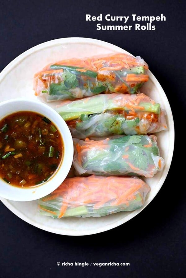 Red Curry Tempeh Summer Rolls | Vegan Richa #glutenfree #veganricha #vegan