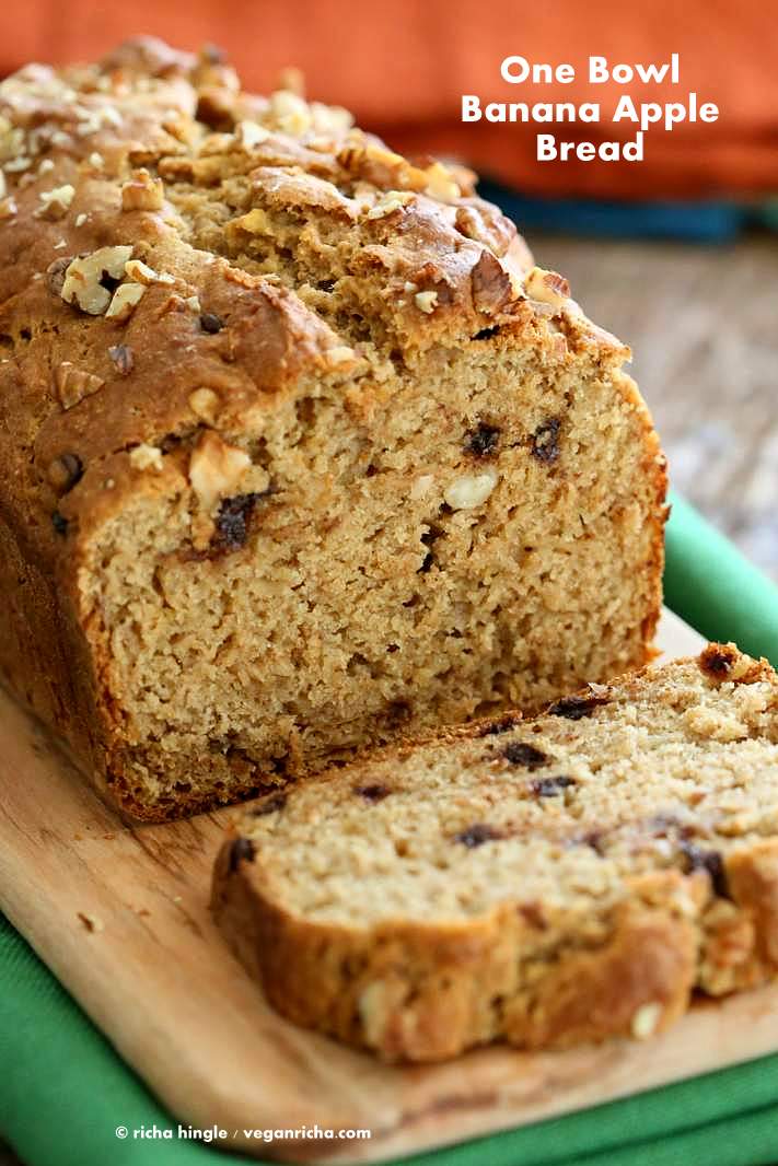 One Bowl Vegan Banana Apple Bread