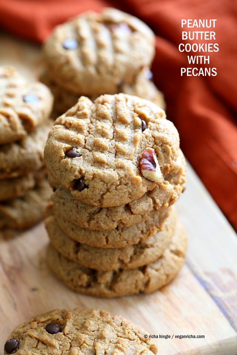 Vegan Almond / Peanut Butter Cookies with Pecans and Chocolate chips.