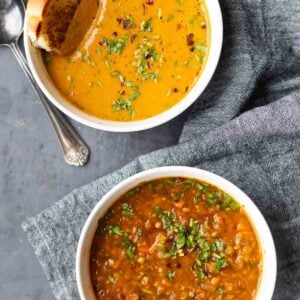 bowls of Turkish red lentil soup