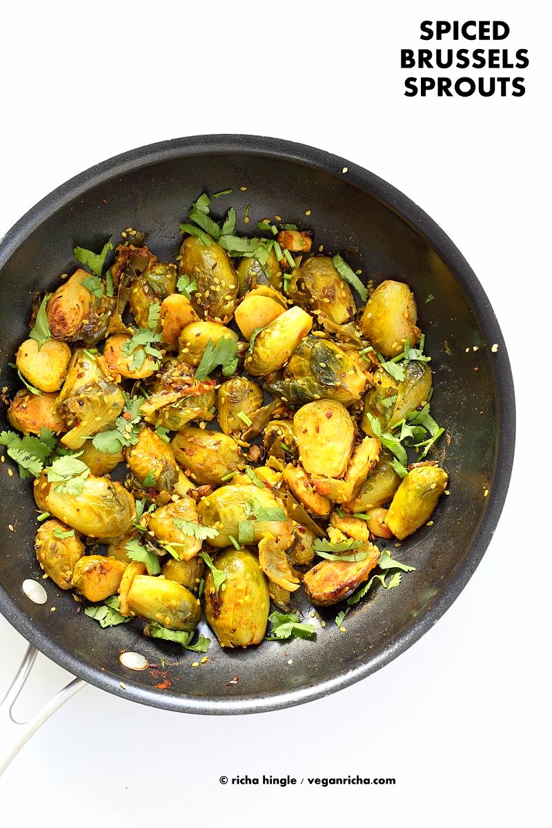 Pan Roasted Brussels Sprouts Subzi with Cumin and Mustard Seeds