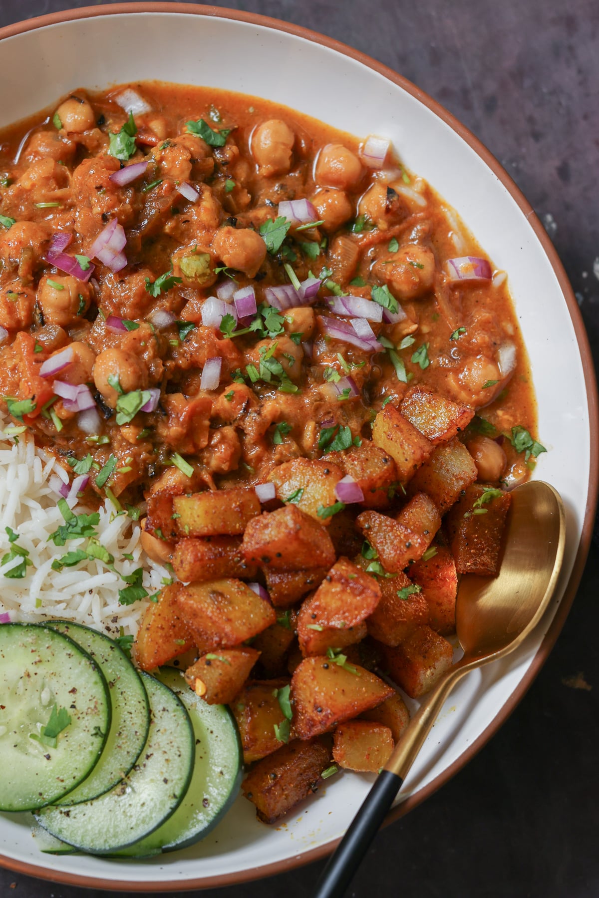 Easy Chickpea Curry Spiced Potato Bowl