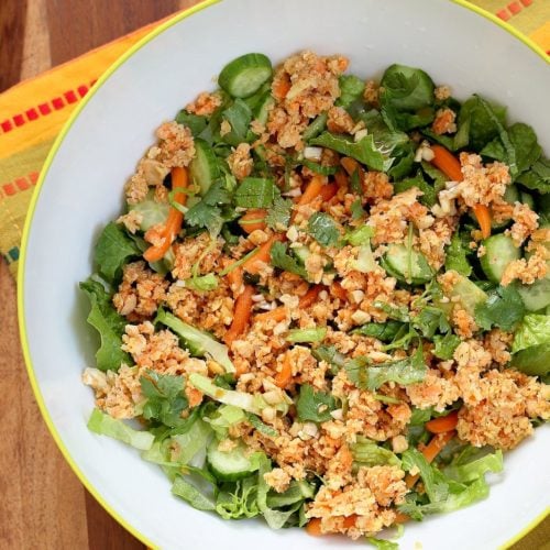 Thai Salad With Chickpea Carrot Peanut Crumble Garlic Soy Dressing Vegan Richa