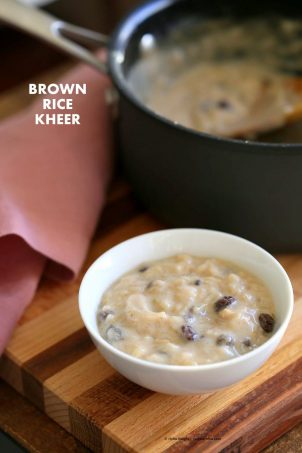 Brown Rice Kheer Recipe. Vegan Rice Pudding