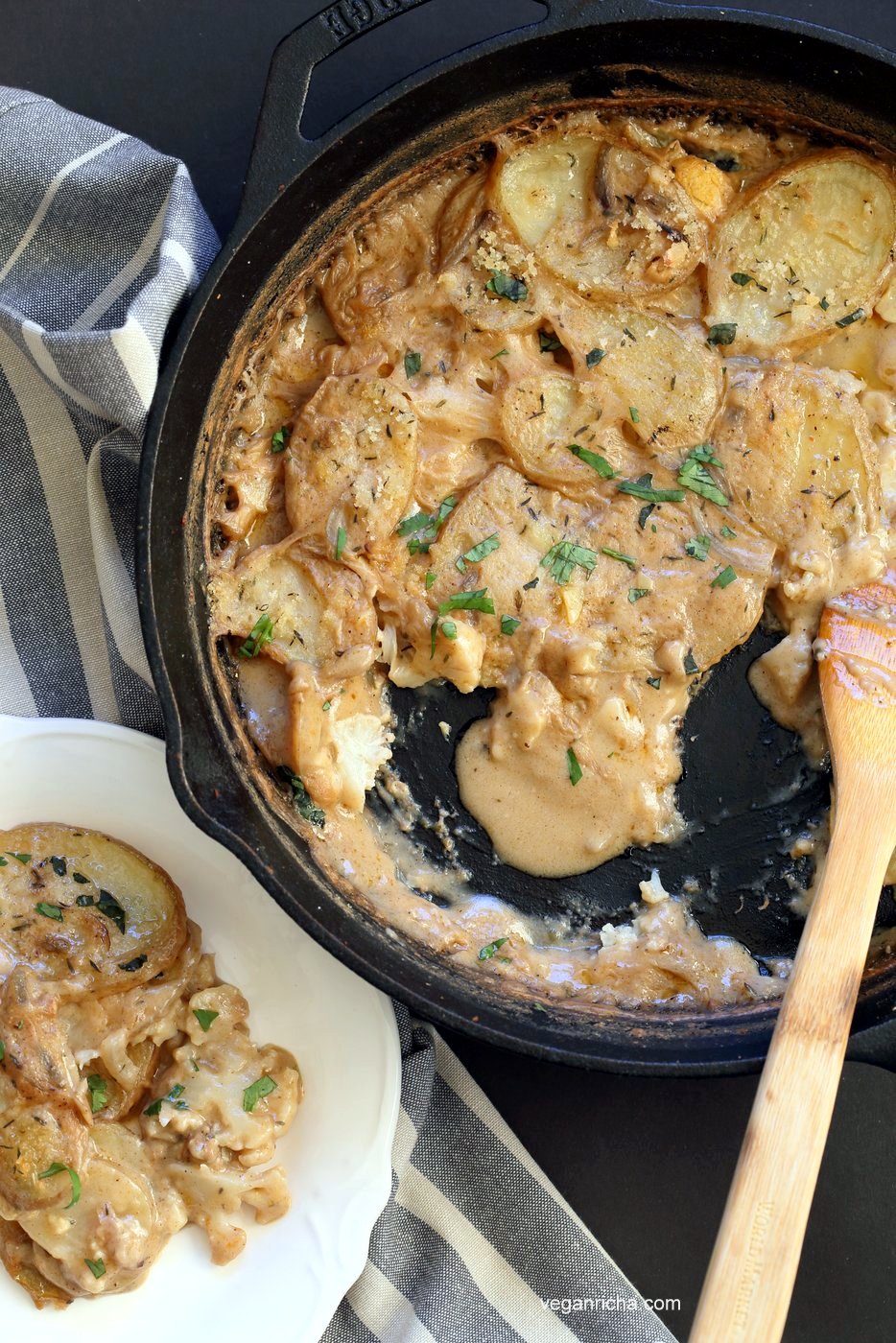 Vegan Scalloped Potatoes and Cauliflower with Jamaican Curry Spices
