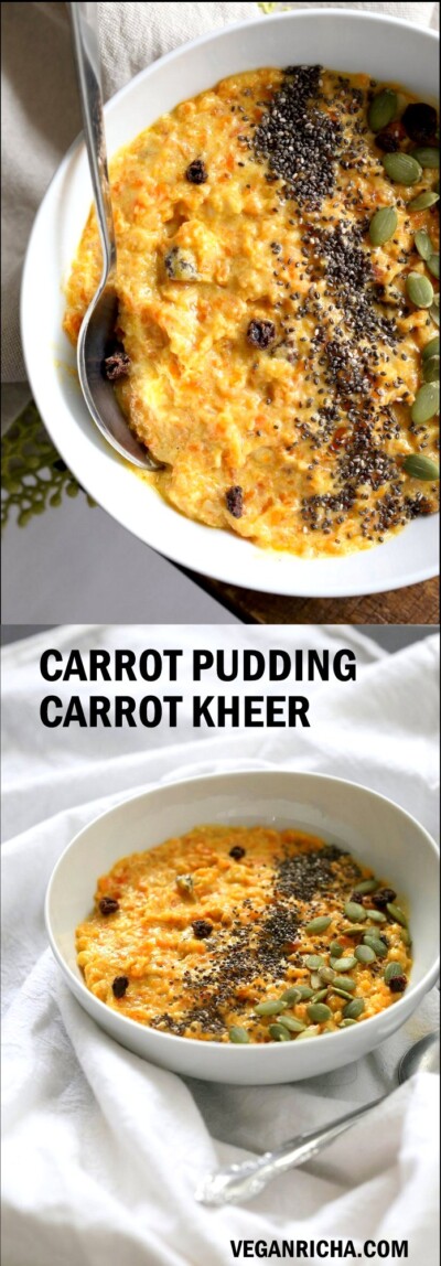 Carrot Pudding with Cardamom - Carrot Kheer Recipe 1 Pot - Vegan Richa