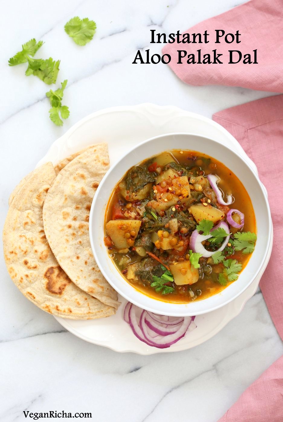 Instant Pot Aloo Palak Dal - Spiced Potato Spinach Lentils