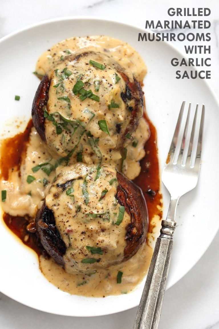 Grilled Portobello Mushrooms with Garlic Sauce - Vegan Richa
