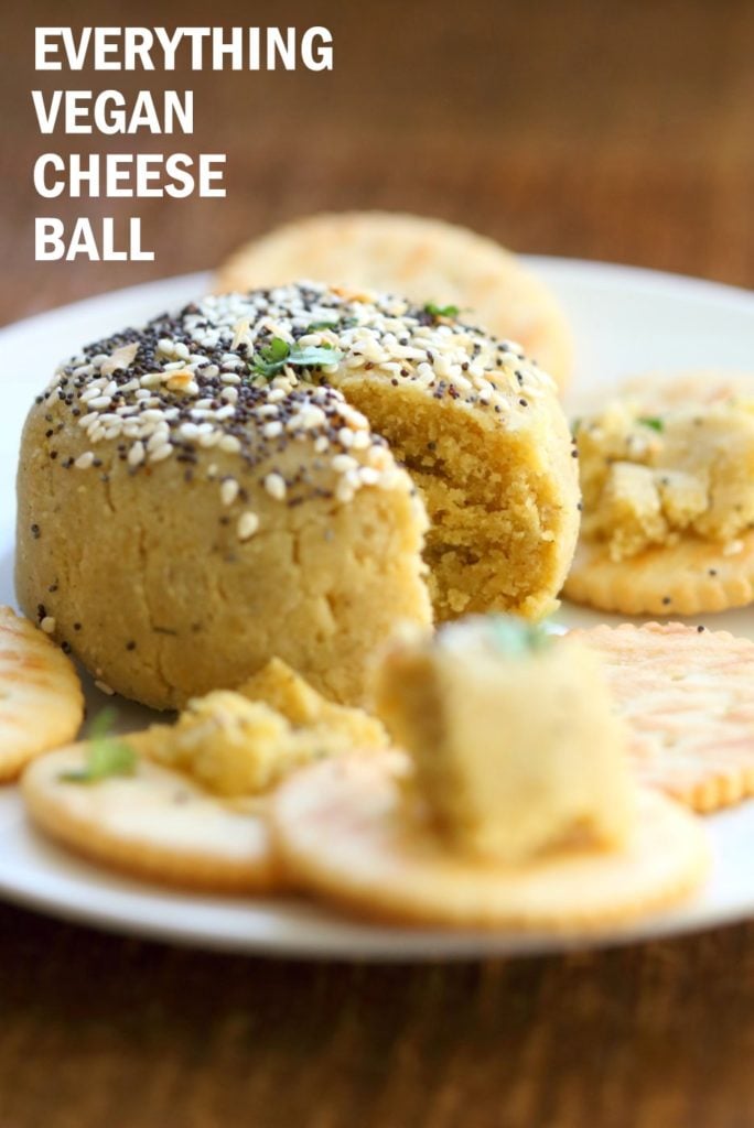 Everything Bagel Vegan Cheese Ball 10 Minute No soaking, straining
