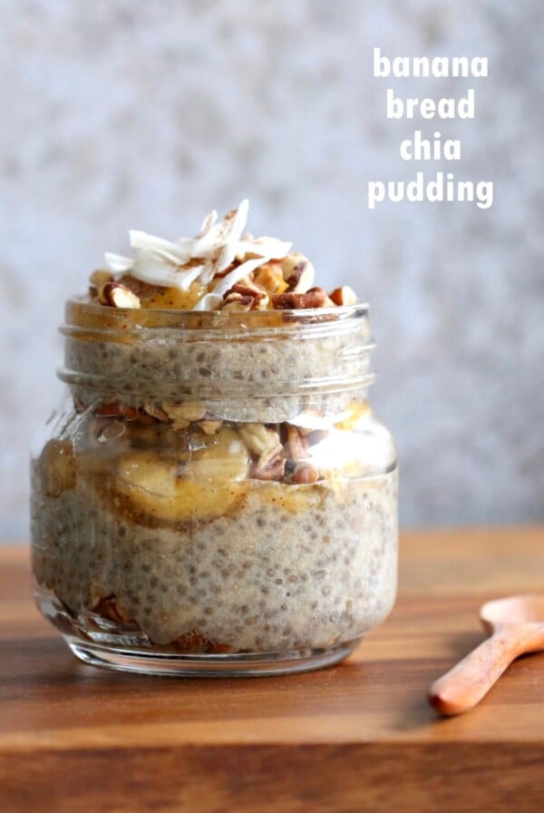Banana Chia Pudding with Caramelized Banana and Coconut. Banana Bread in Chia Pudding form. Vegan Breakfast Recipe. #Glutenfree #Soyfree #Recipe. Can be #Nutfree | VeganRicha.com