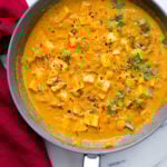 Tofu Achari "Paneer" - Tofu & Veggies in Achari Sauce made with Indian Pickling spices. Add chickpeas or more vegetables to make soy-free. #Vegan #Glutenfree #Recipe #Nutfree option #veganricha | VeganRicha.com