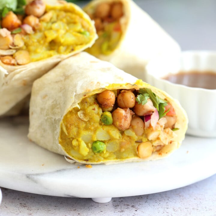 Samosa Wraps - Spiced Potato Chickpea Chutney Burrito - Vegan Richa