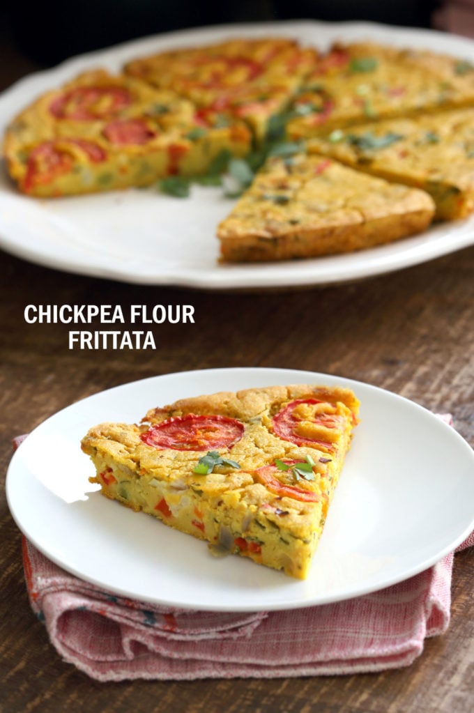 Chickpea Flour Frittata - Eggless Vegan Frittata Recipe. This Chickpea flour frittata is filling, easy and delicious. Use the batter to make pancakes, crepes, crustless quiche. #Vegan #Glutenfree #Soyfree #Nutfree #Recipe #veganrichaChickpea Flour Frittata - Eggless Vegan Frittata Recipe. This Chickpea flour frittata is filling, easy and delicious. Use the batter to make pancakes, crepes, crustless quiche. #Vegan #Glutenfree #Soyfree #Nutfree #Recipe #veganricha
