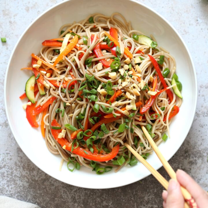 Cold Soba Noodle Salad Recipe with Sesame Ginger Dressing Vegan Richa