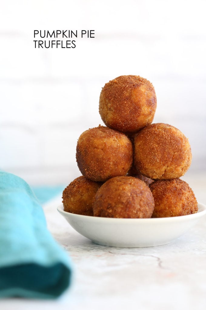 Vegan Pumpkin Pie Truffles or No Bake Pumpkin Donut Holes. These fudgy bites are perfect for fall. #VeganRicha #Vegan #Glutenfree #Soyfree #Recipe