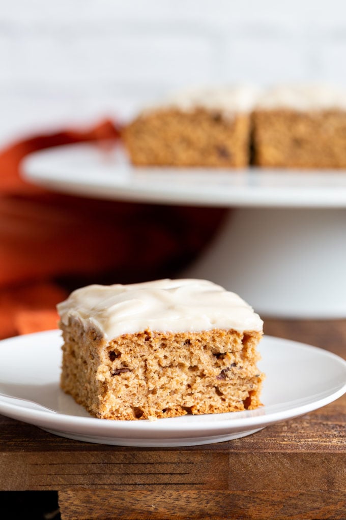 Vegan Spice Cake. Super Moist Spiced Cake with tons of winter spice flavor and Vegan Cream Cheese Frosting. #Vegan #Nutfree #Recipe. Glutenfree option.#VeganRicha | VeganRicha.com