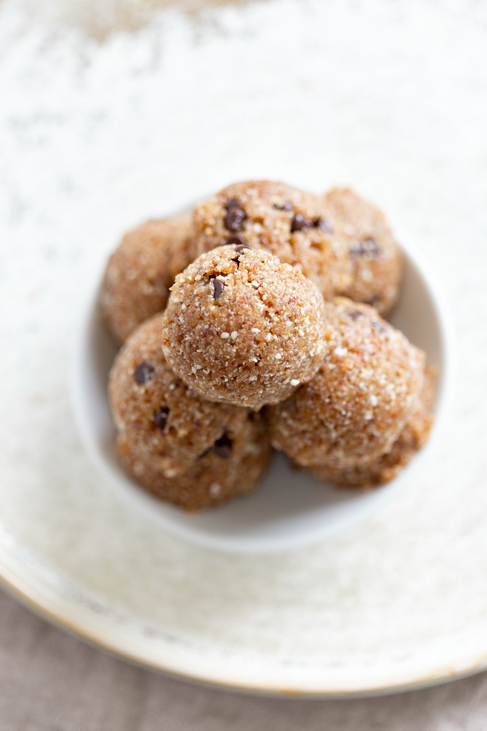 Our Vegan Cookie Dough Bites on a white plate