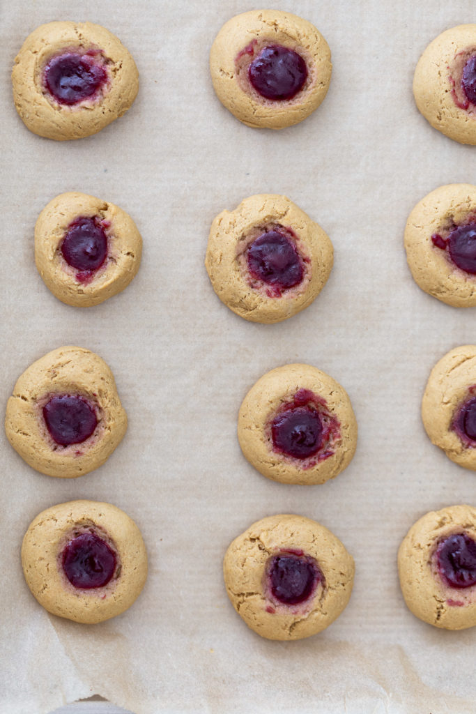 Vegan Peanut Butter & Jelly Thumbprint Cookies | Vegan Richa