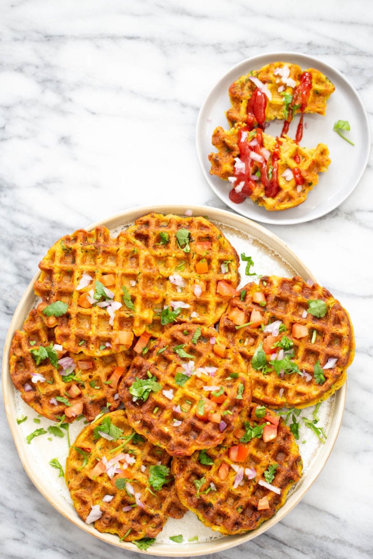 Savory Chickpea Flour Waffles Pakora Waffles Vegan Richa