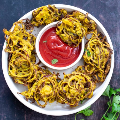 Baked Pakora Baked Onion Bhaji Recipe Vegan Richa