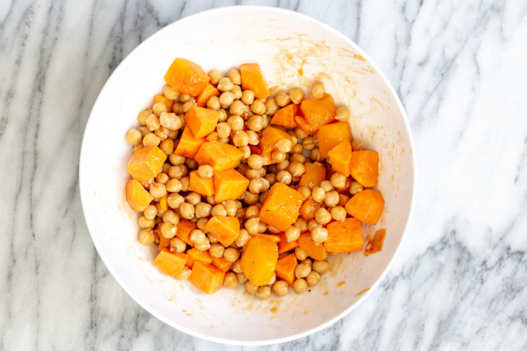 Spicy Sweet Potato Chickpea Salad Bowl with Tahini Dressing - Vegan Richa