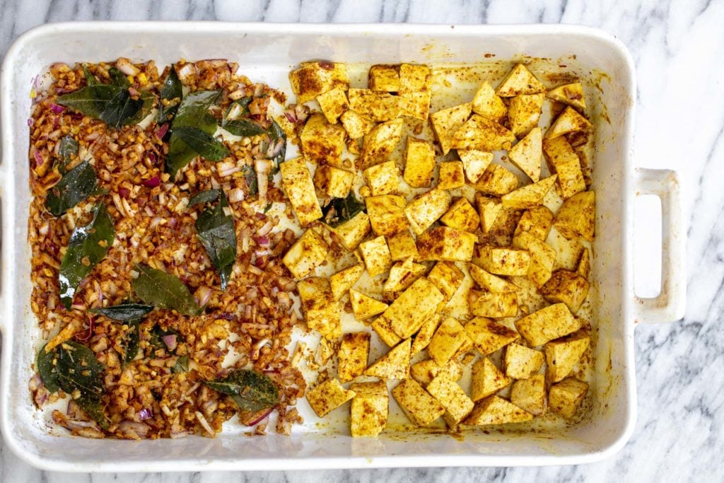 Vegan Madras Curry Tofu Casserole One Pot Dinner