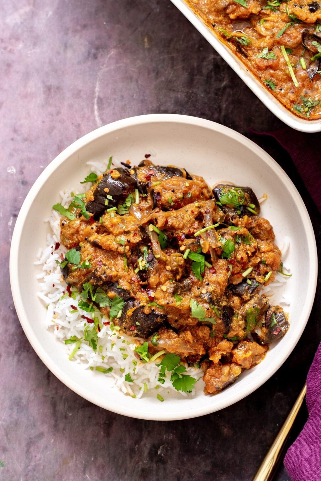 South Indian Baked Eggplant Curry Recipe