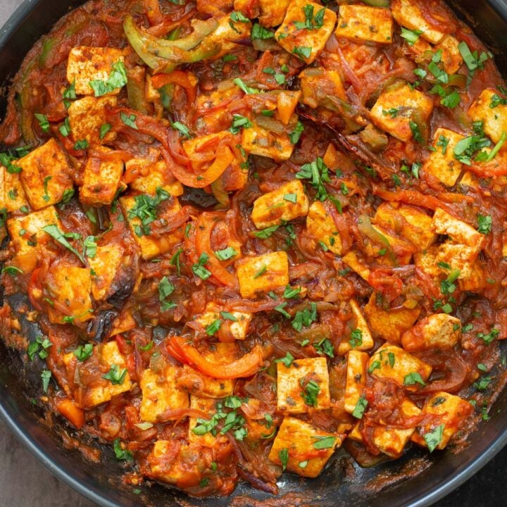 Tofu Jalfrezi (Indian Smoky Tofu Bell Pepper Tomato stir fry) Vegan Richa
