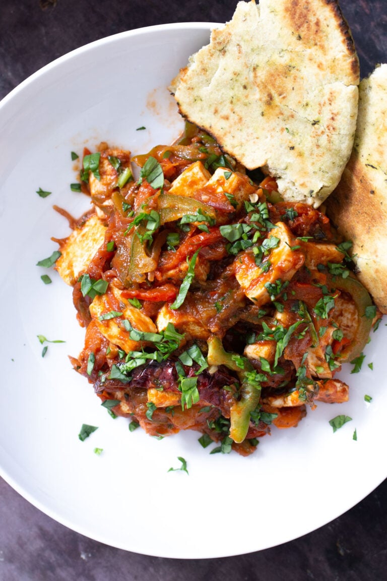 Tofu Jalfrezi (Indian Smoky Tofu Bell Pepper Tomato stir fry) Vegan Richa
