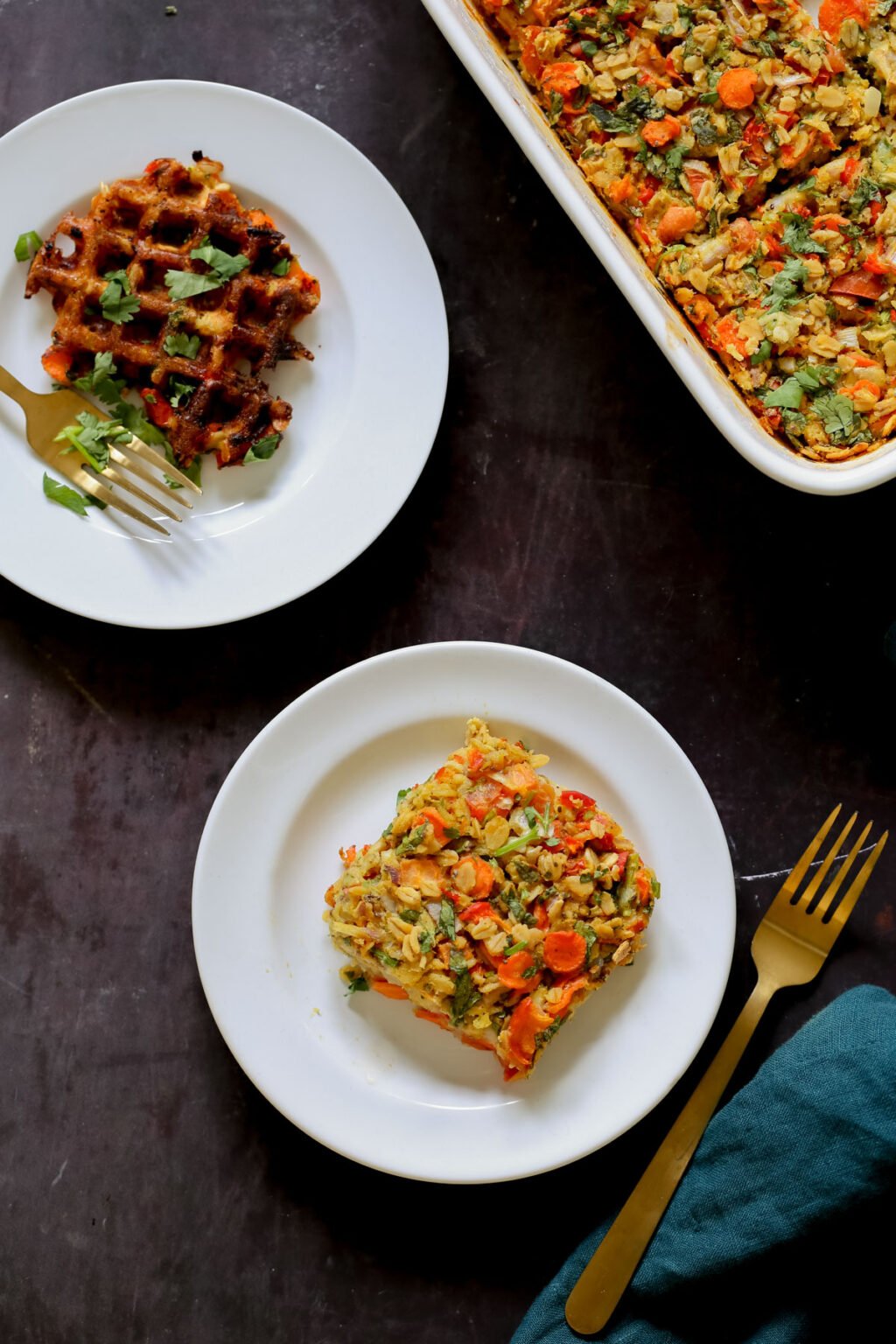 Spiced Savory Baked Oatmeal with veggies