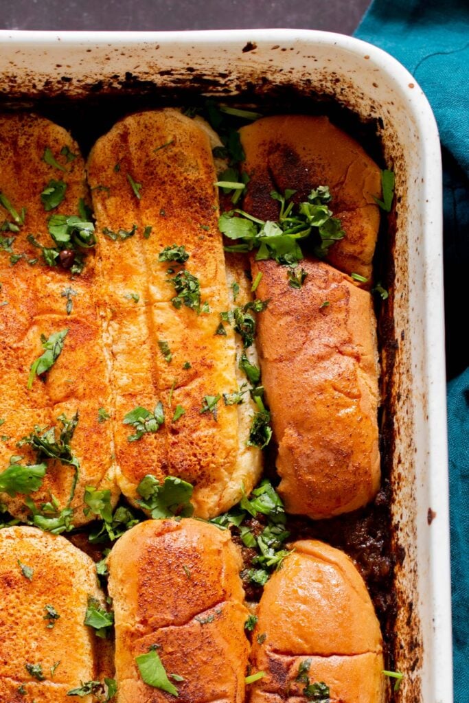 Lentil Keema Pav Casserole One Pan Meal!