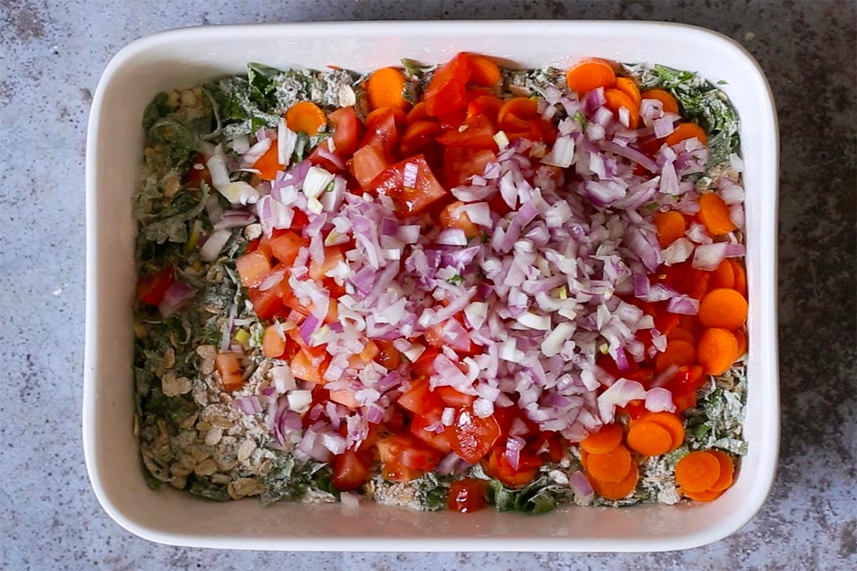 Spiced Savory Baked Oatmeal with veggies
