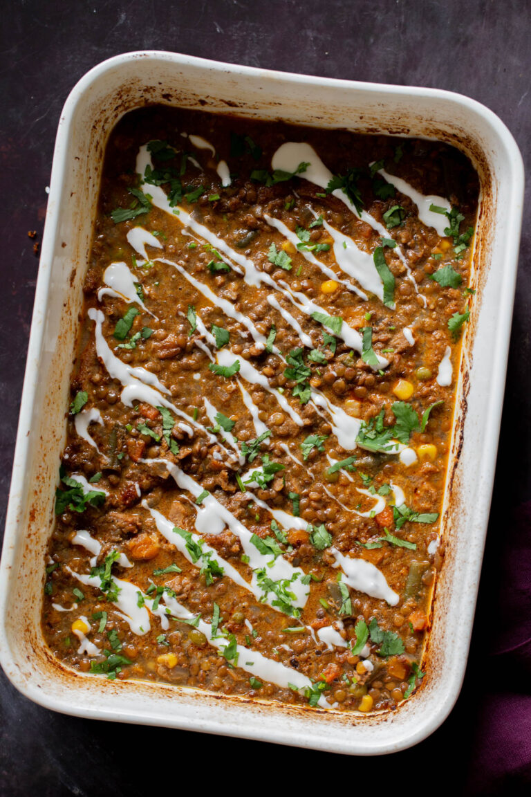 Valval Indian Konkani curry with lentils (one pan, oven recipe)