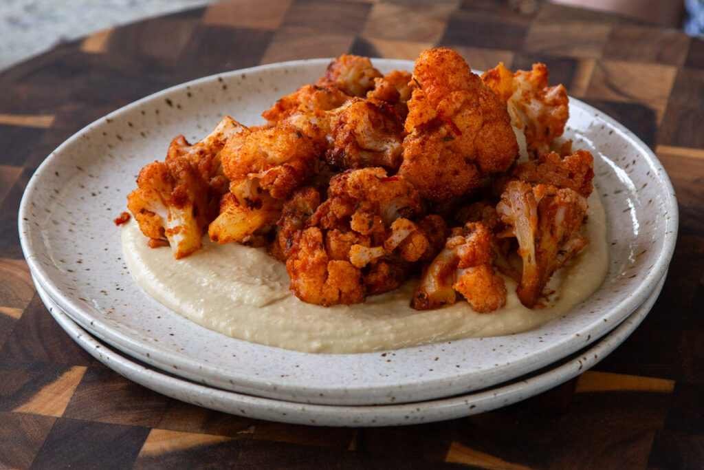 Harissa Cauliflower with Tahini Dill Dressing (30 minutes)