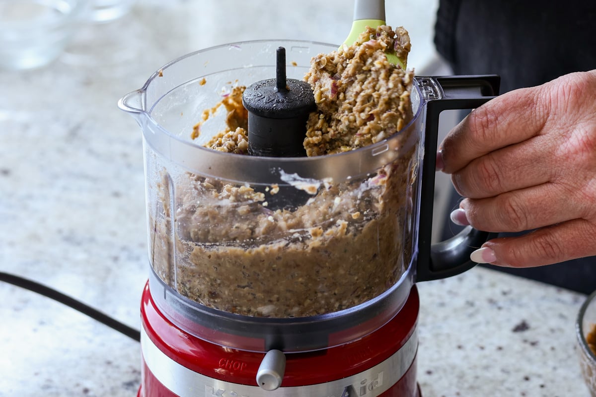 lentil meat mixture after processing